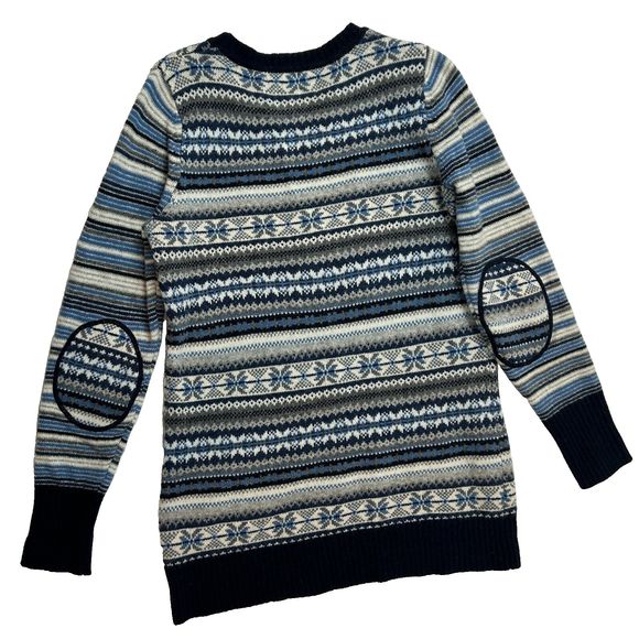 Telluride Clothing Lambswool Blend Blue Icelandic Stripe Crewneck Sweater Size L - Picture 6 of 8